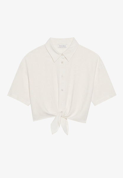 Anna Field LINEN MIX BLEND SHIRT - Button-down Blouse - Beige