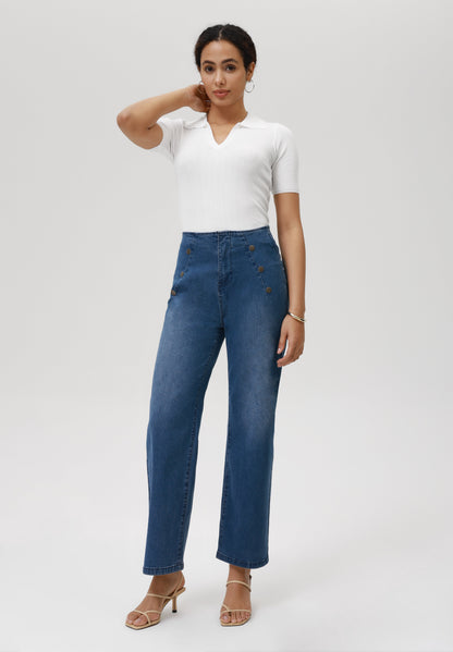 Anna Field Straight Leg Jeans - Mid Blue Wash