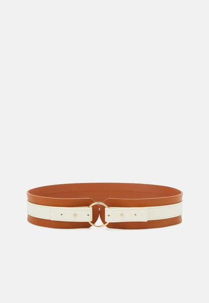 Anna Field Waist Belt - Cognac/White