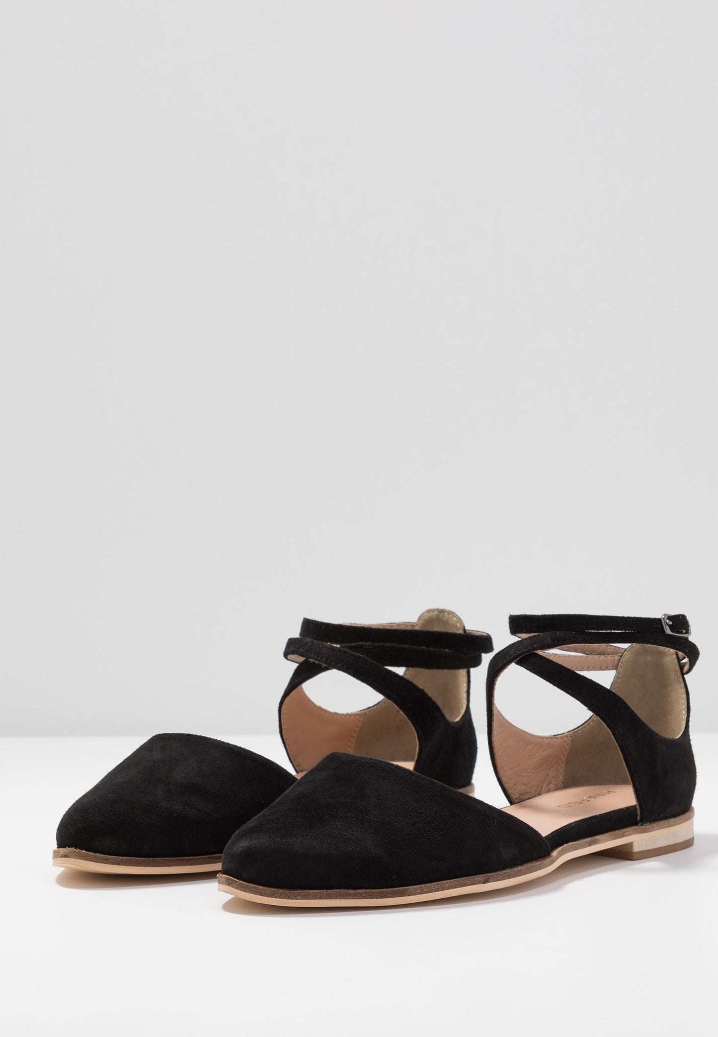 Anna Field Leather- Ankle Strap Ballet Pumps - Black