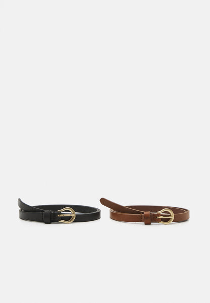 Anna Field LEATHER 2 PACK - Belt - Black/cognac