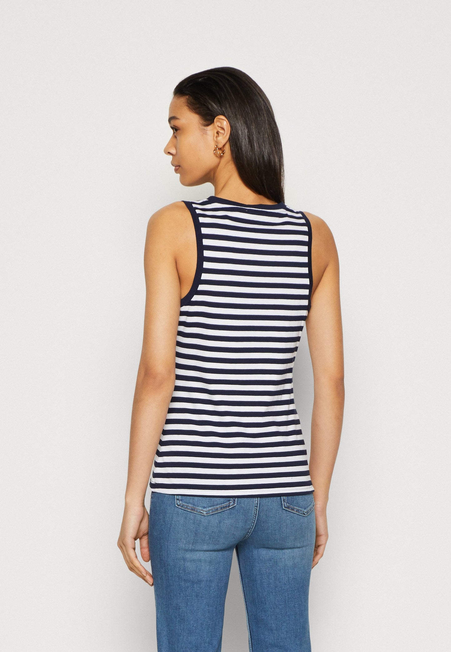 Anna Field Top - Dark Blue/White