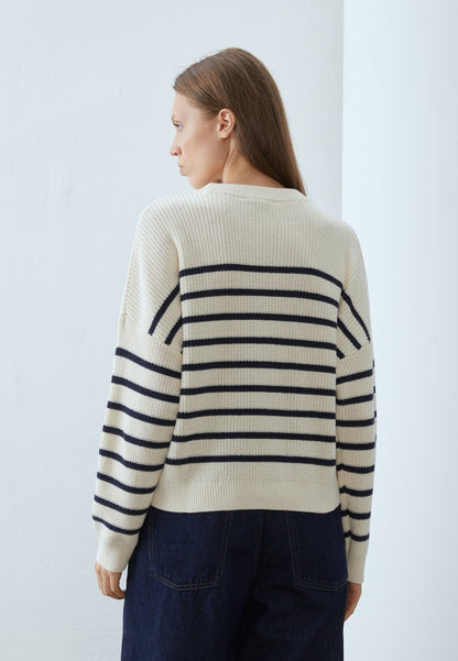 Anna Field Jumper - Off-white/dark Blue
