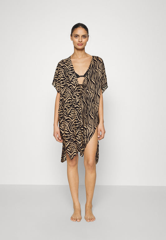Anna Field Printed Short Kimono / 606 - Khaki_003 - Off-White - Beach Accessory