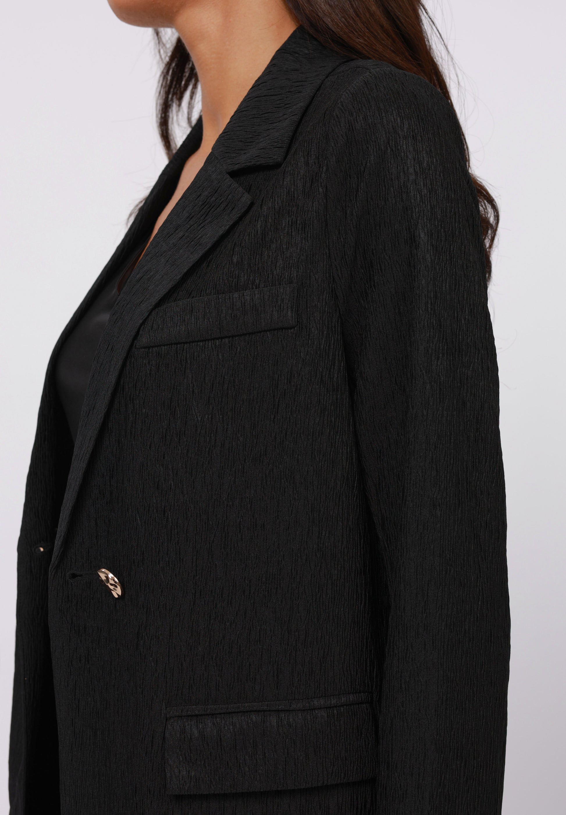 Anna Field TEXTURED CRINKLED - Blazer - Black