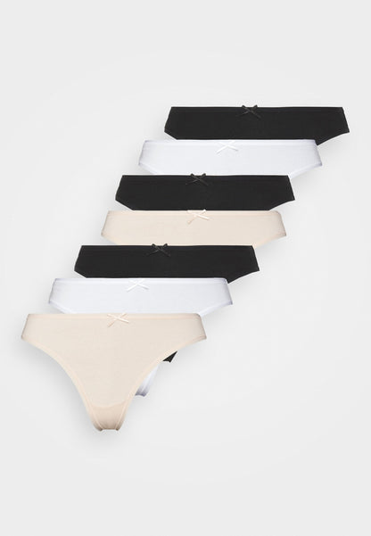 Anna Field 7 Pack - Thong - White/Black/Beige