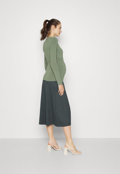  Maternity Basic Midi Skirt- Pencil Skirt - Light Green