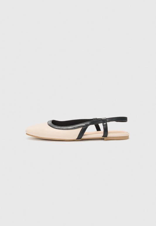 Anna Field Slingback Ballet Pumps - Off White/black