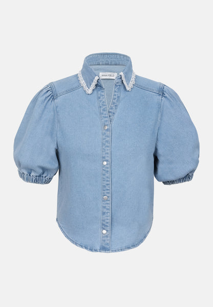 Anna Field DENIM - Button-down Blouse - Light Blue Wash