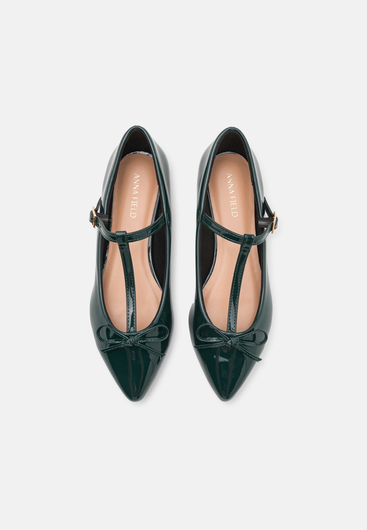  Ankle Strap Ballet Pumps - Dark Green