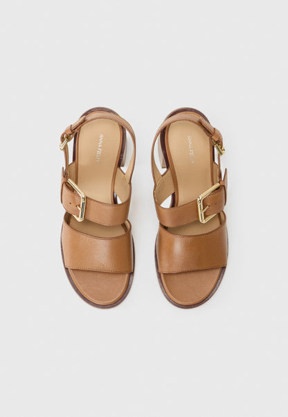 Anna Field LEATHER - High Heeled Sandals - Cognac