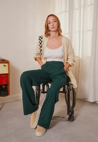 Anna Field ADAPTIVE WIDE LEG PANTS - Trousers - Dark Green