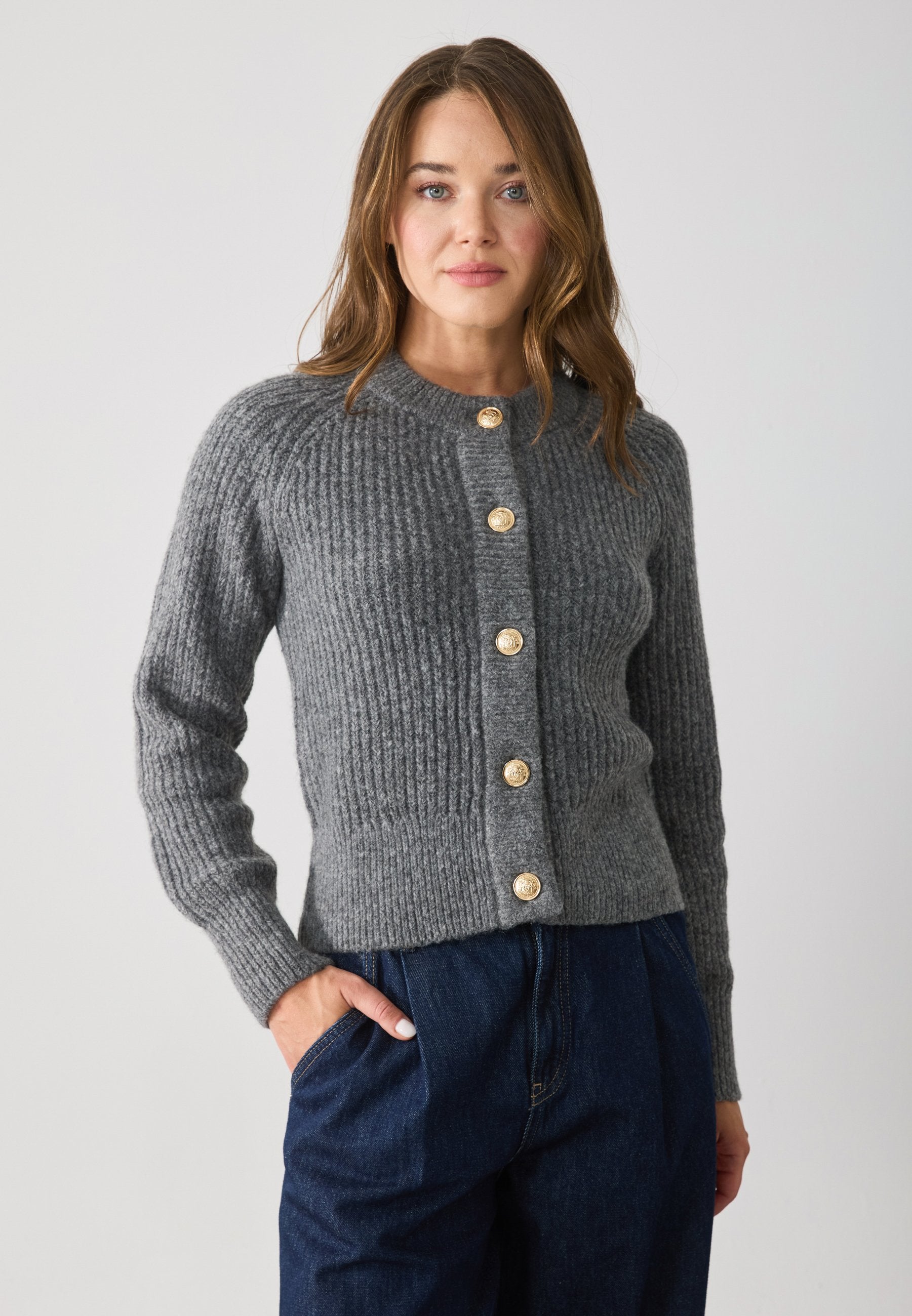 Anna Field Cardigan - Mid Grey Melange