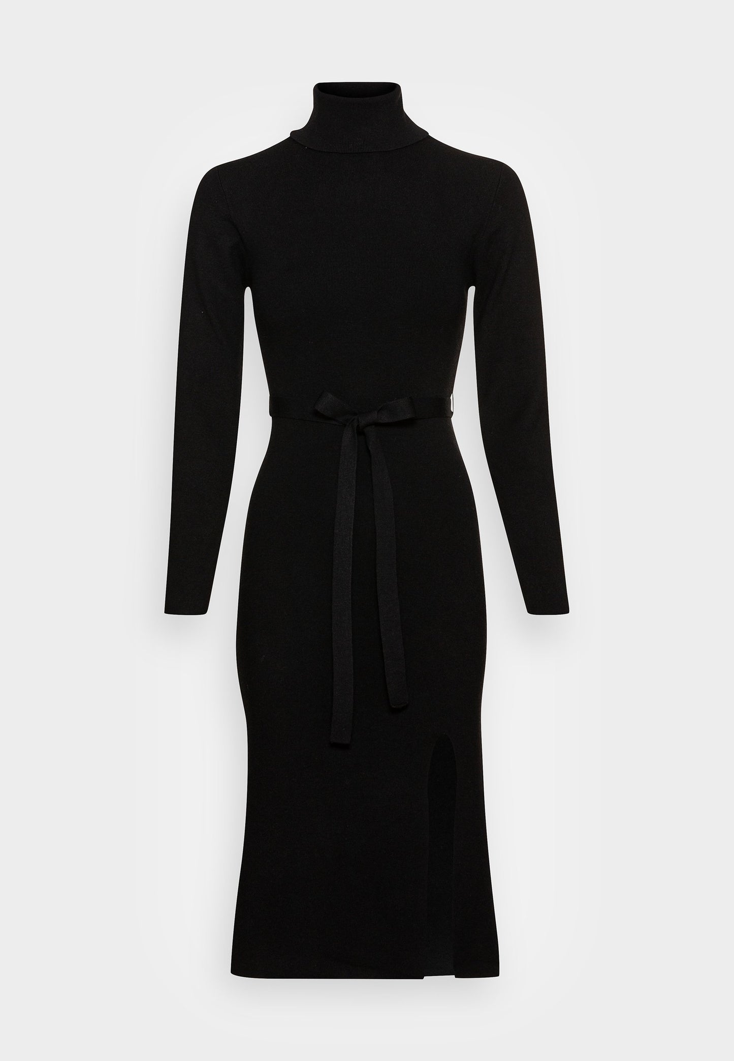 Anna Field Rollkragen Ripp Mini Strickkleid Mit Gürtel - Jumper Dress - Black