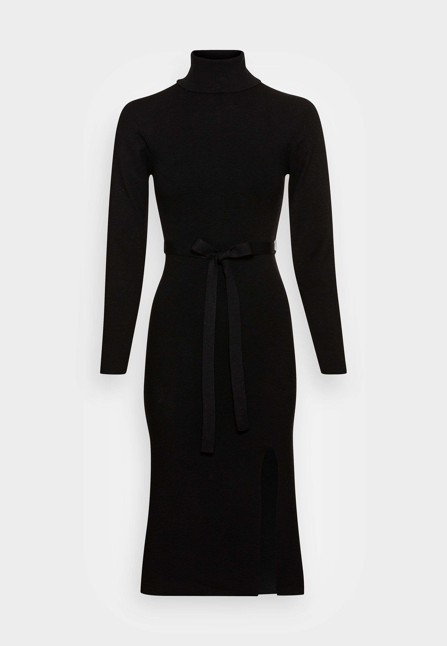Anna Field Rollkragen Ripp Mini Strickkleid Mit Gürtel - Jumper Dress - Black