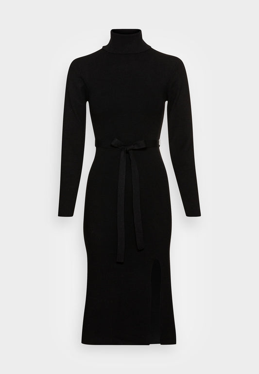 Anna Field Rollkragen Ripp Mini Strickkleid Mit Gürtel - Jumper Dress - Black