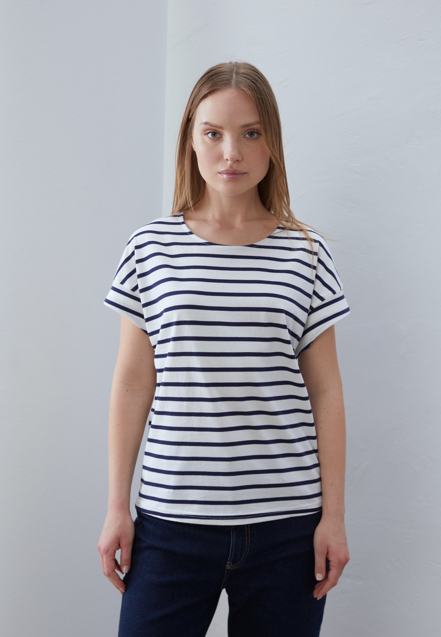 Anna Field 2 PACK - Print T-shirt - White/dark Blue/light Blue