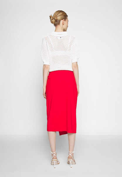 Anna Field Front Knot Midi Skirt - Pencil Skirt - Red