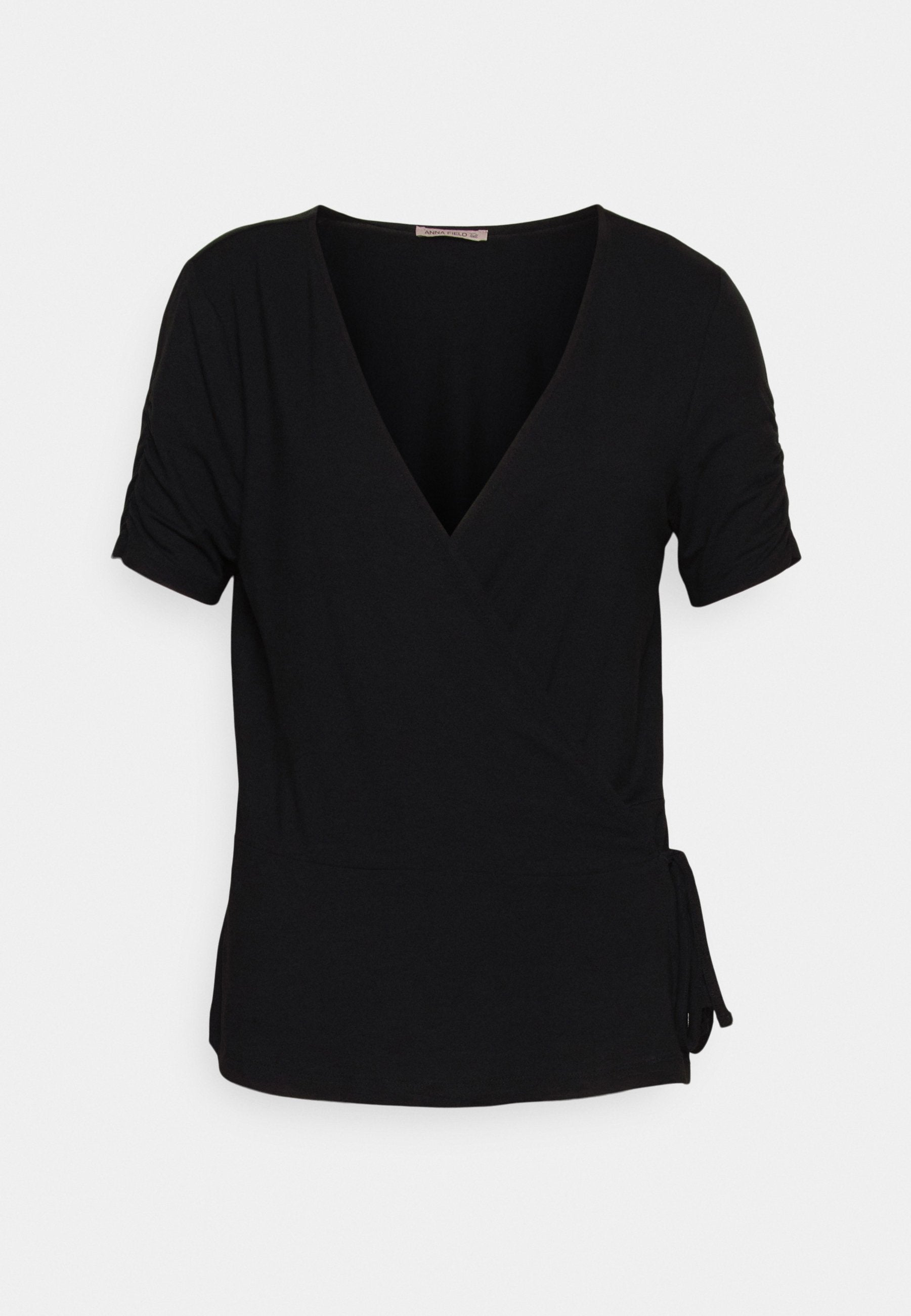  Tall Wrap OverGathering Sleeves - Basic T-Shirt - Black