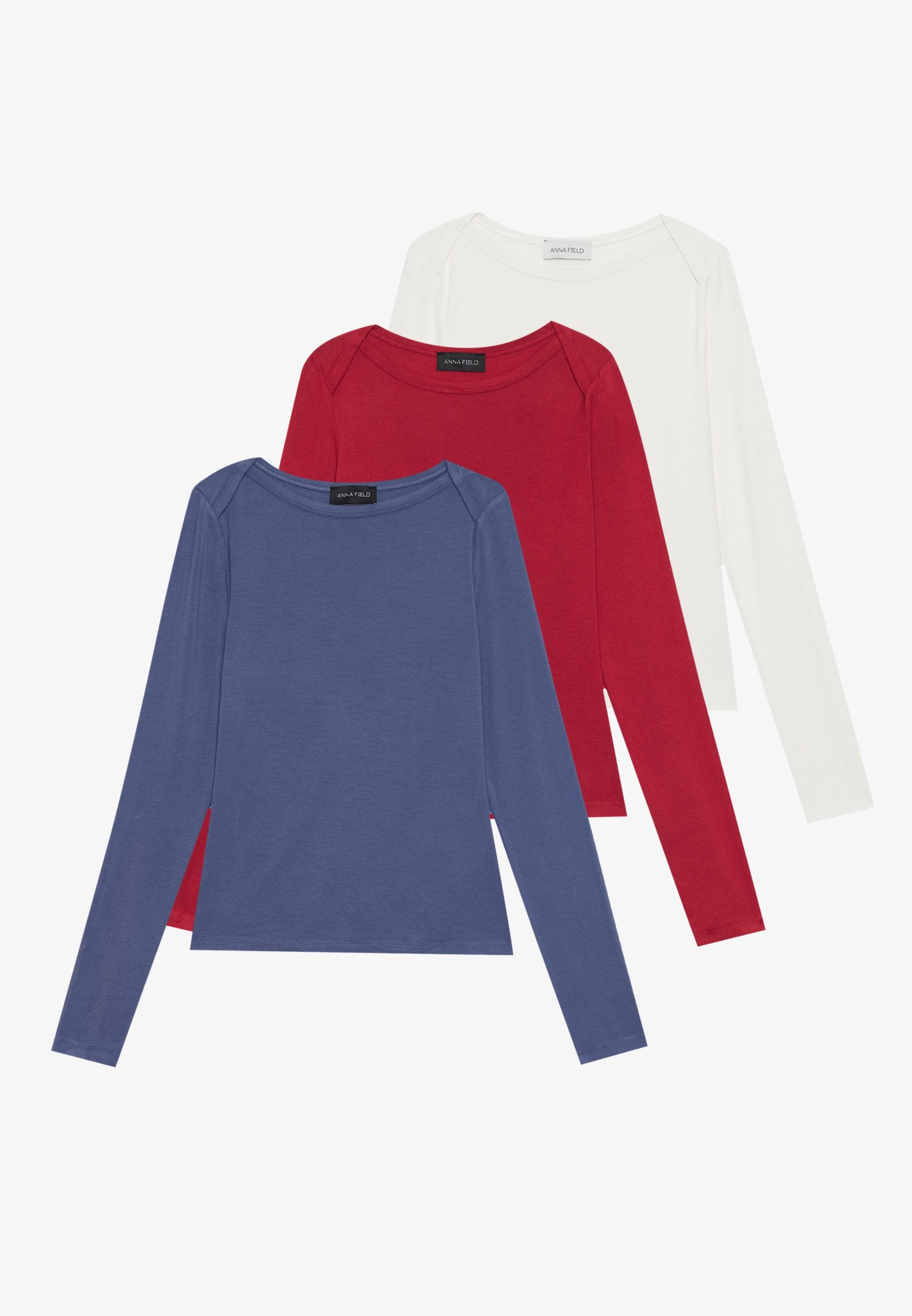 Anna Field 3 PACK - Long Sleeved Top - Egret/rio Red/crown Blue