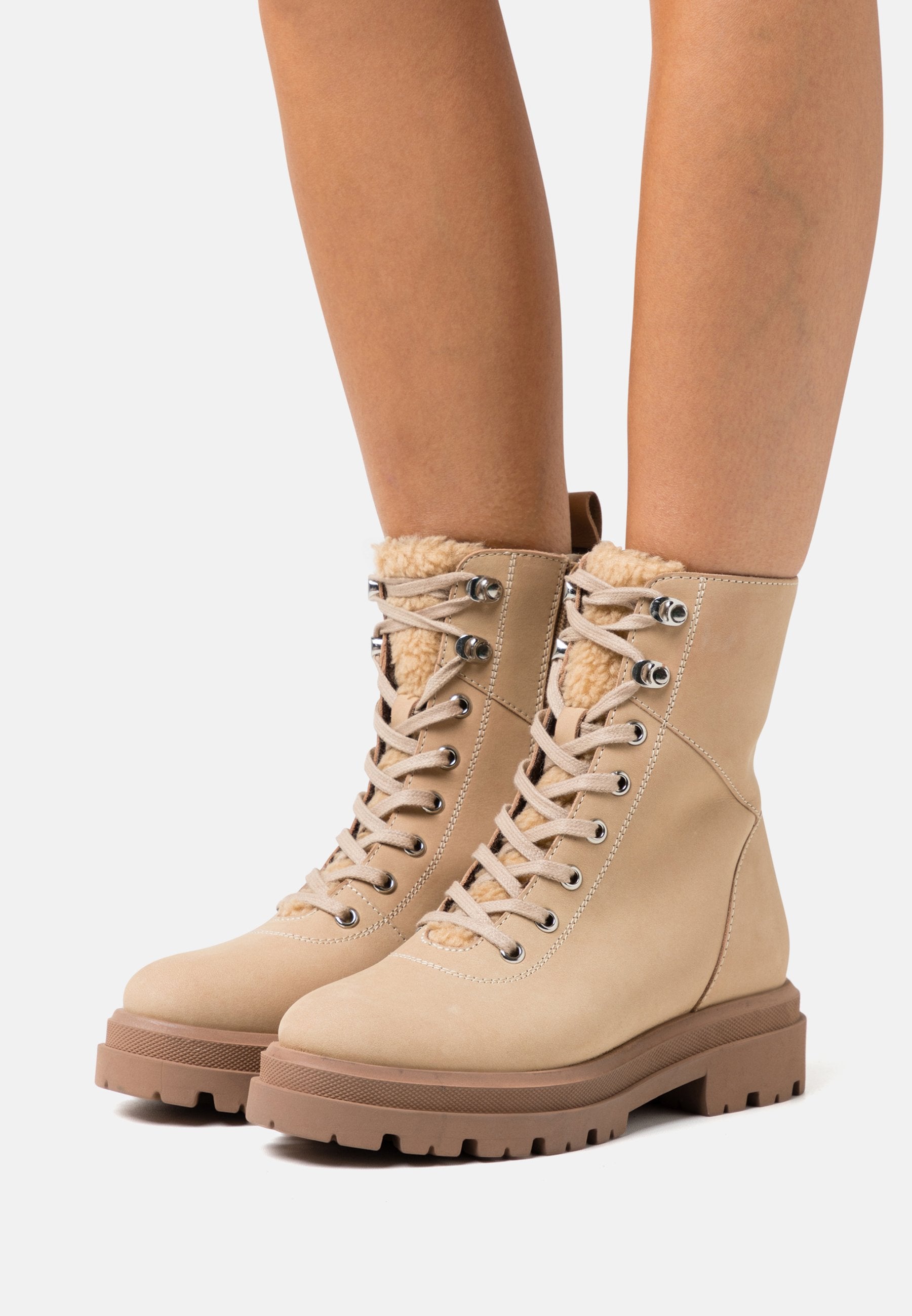 Anna Field Leather - Platform Ankle Boots - Beige