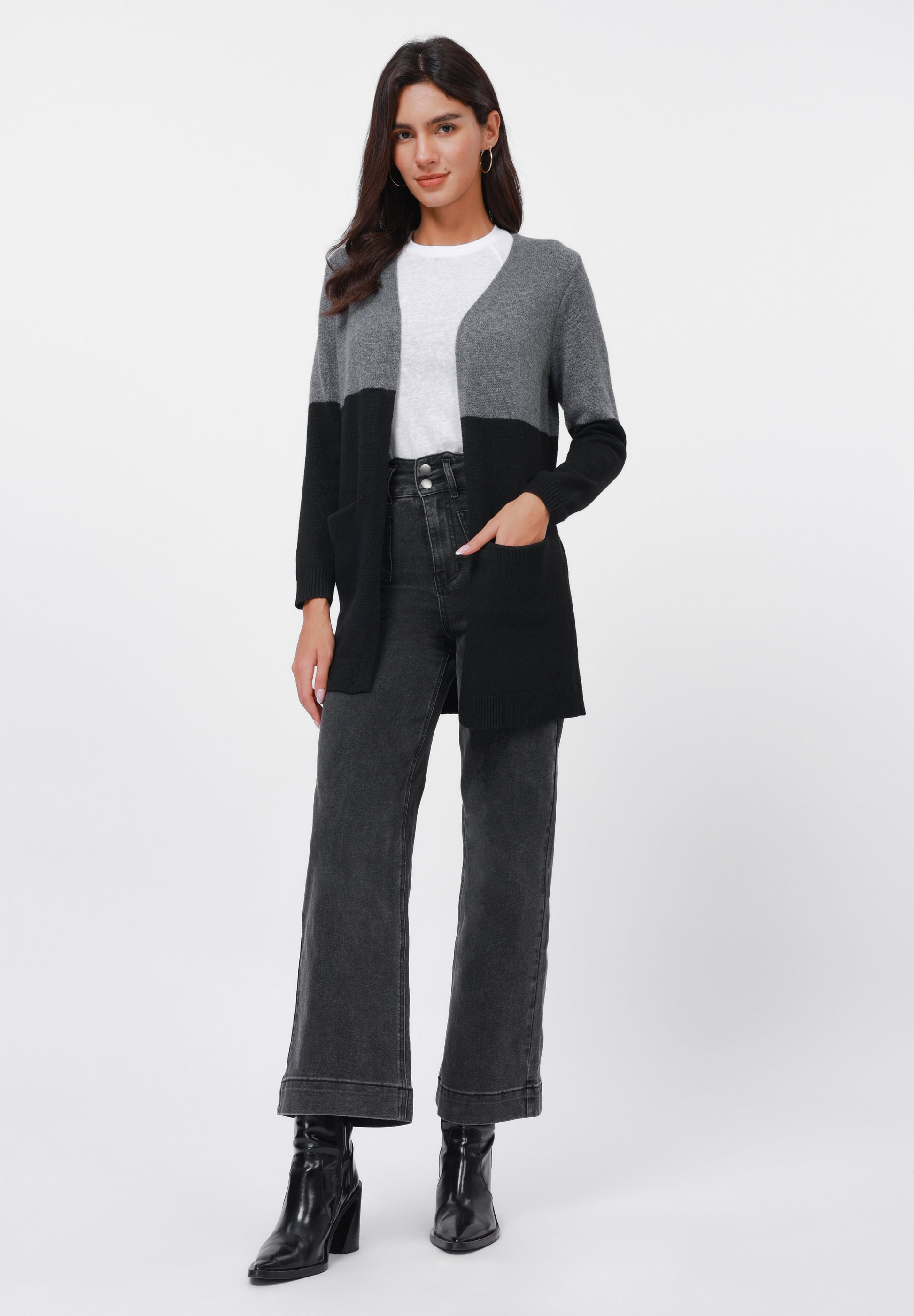 Anna Field Cardigan - Black/grey