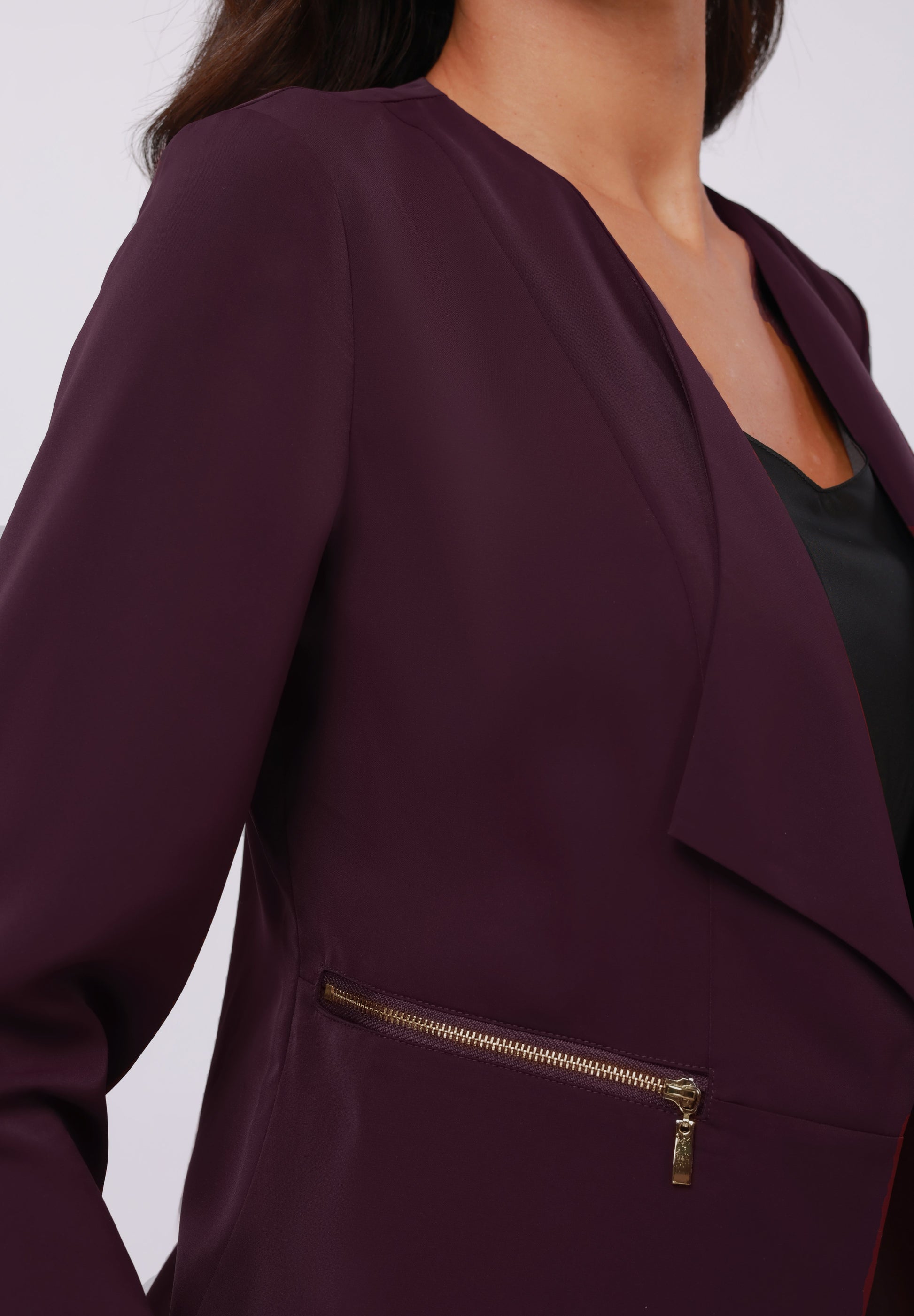 Anna Field Blazer - Burgandy
