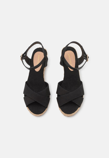 Anna Field Wedge Sandals - Black