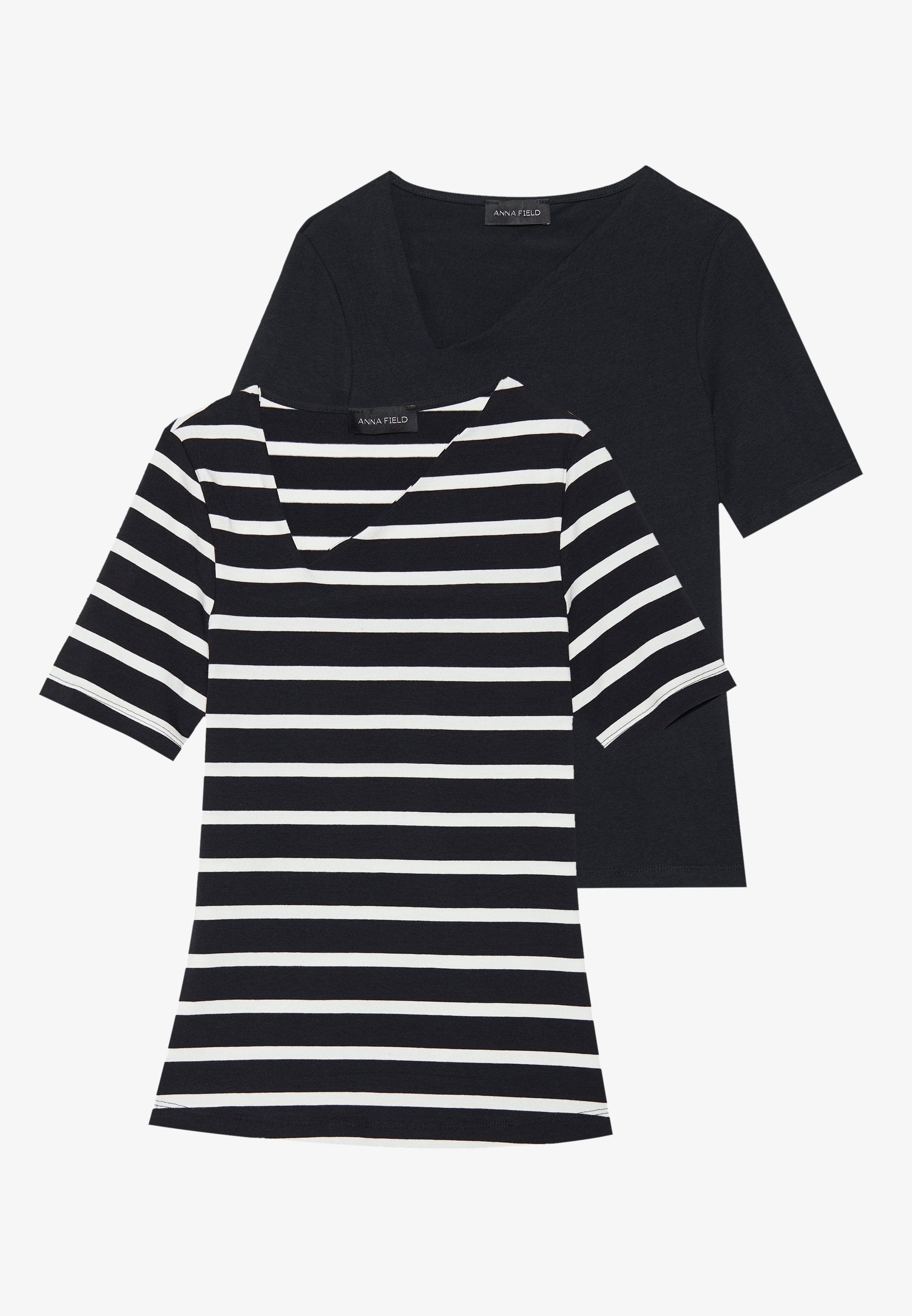 Anna Field 2 PACK - Print T-shirt - Egret/black