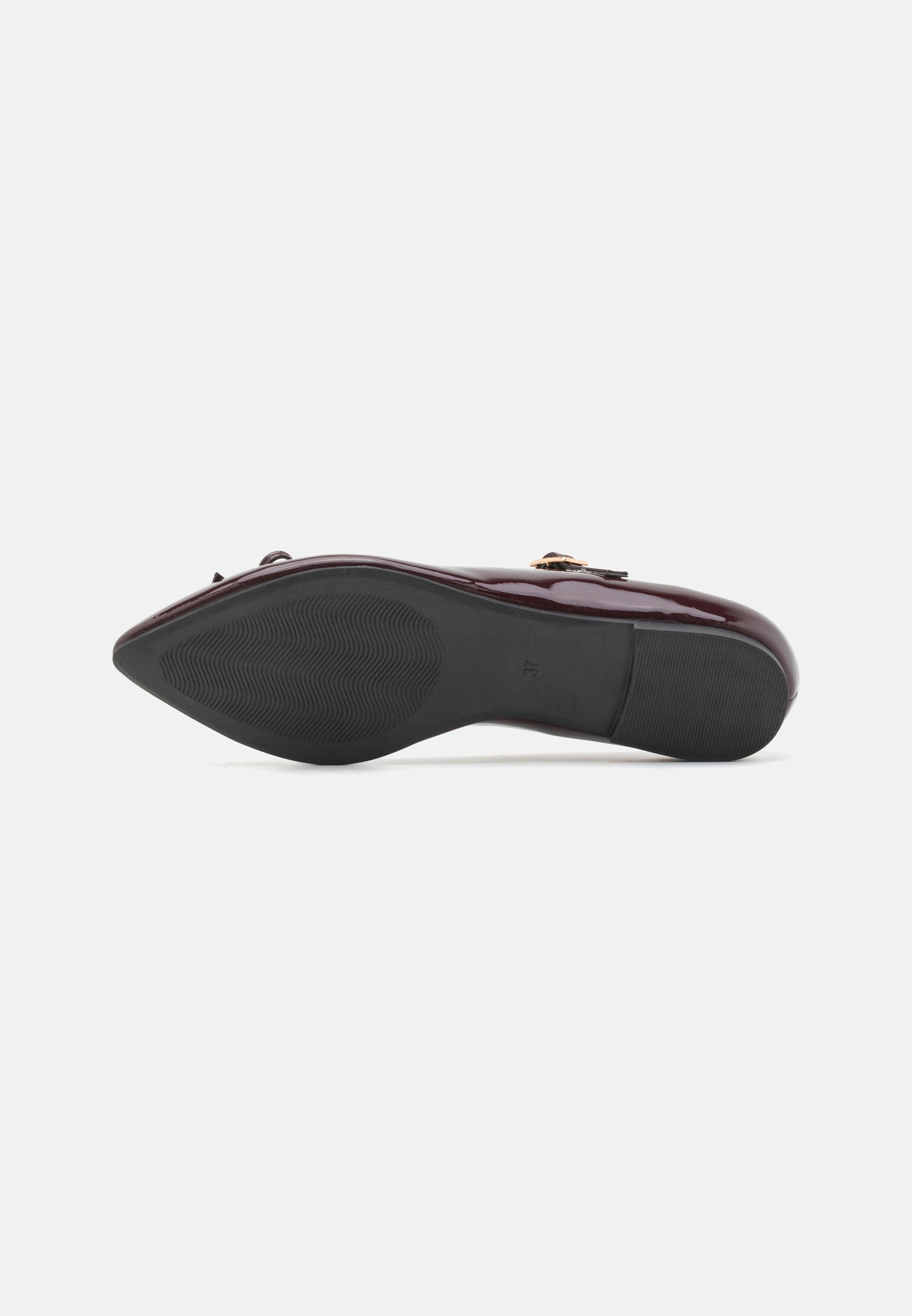  Ankle Strap Ballet Pumps - Dark Red