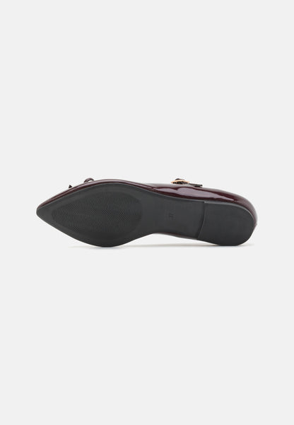  Ankle Strap Ballet Pumps - Dark Red