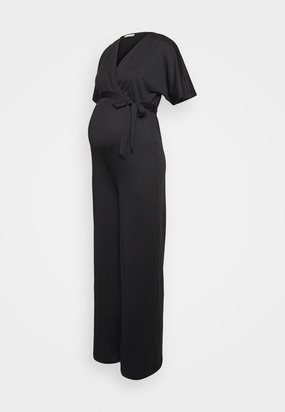  Short Sleeve Wrap Jumpsuit - Jumpsuit - Black