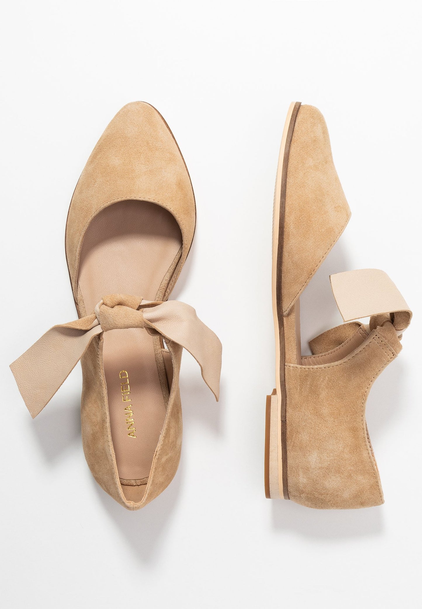 Anna Field Leather - Ankle Strap Ballet Pumps - Beige