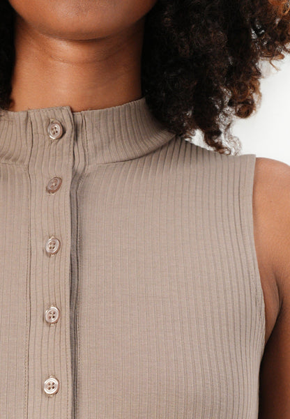 Anna Field TANK WITH BUTTONS - Top - Taupe Gray