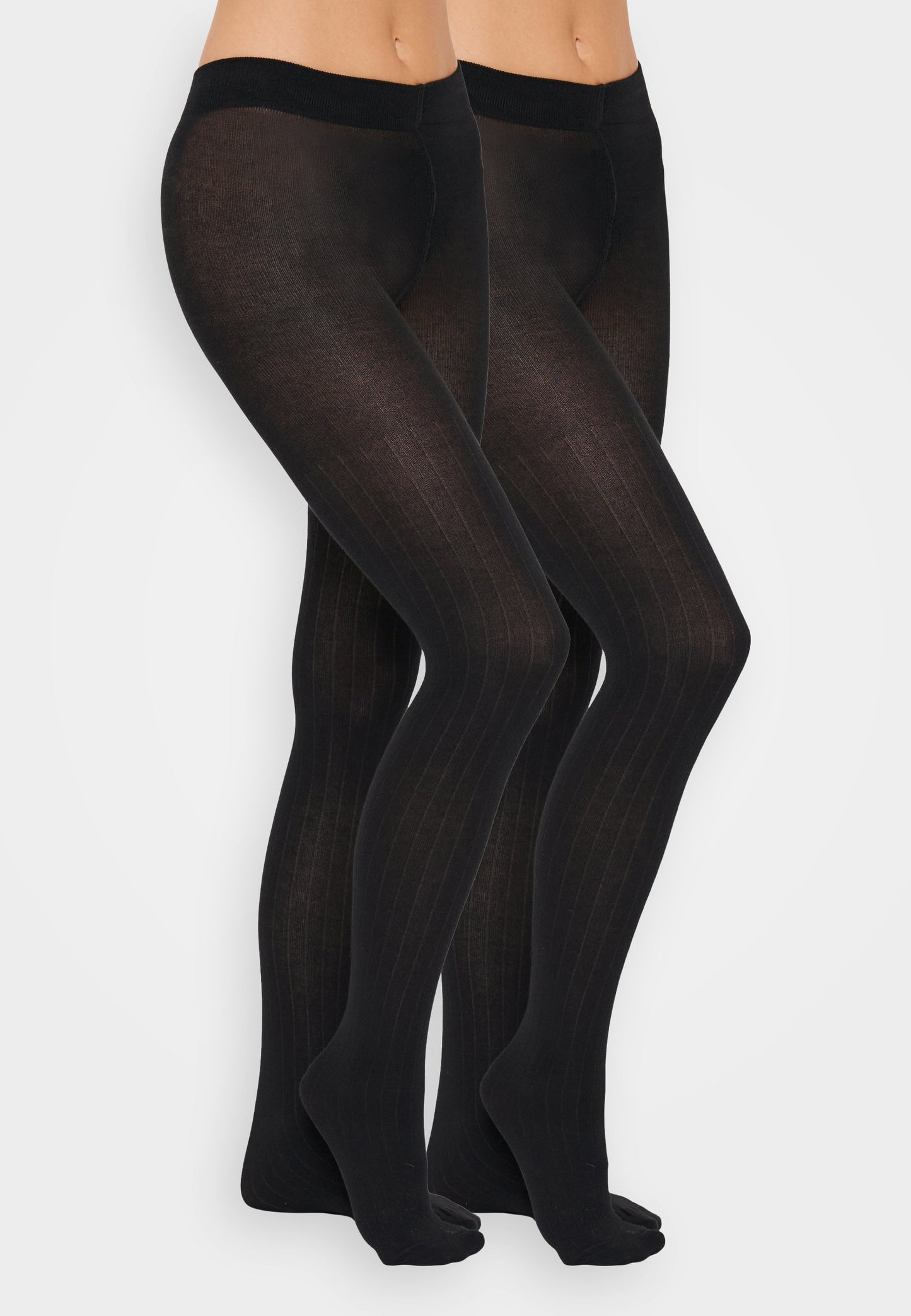 Anna Field RIBBED MODAL BLEND KNITTED TIGHTS 2 PACK - Tights - Black