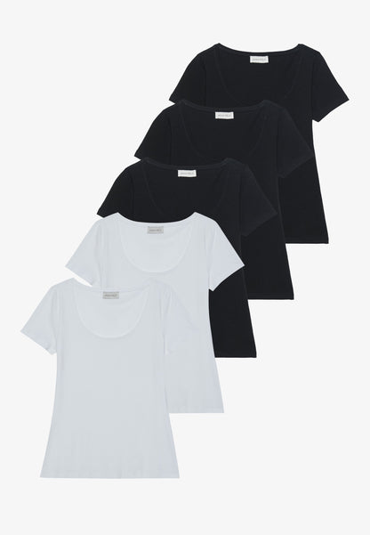 Anna Field 5 PACK - Basic T-shirt - Chocolate Torte/cub/warm Taupe/light Beige/egret