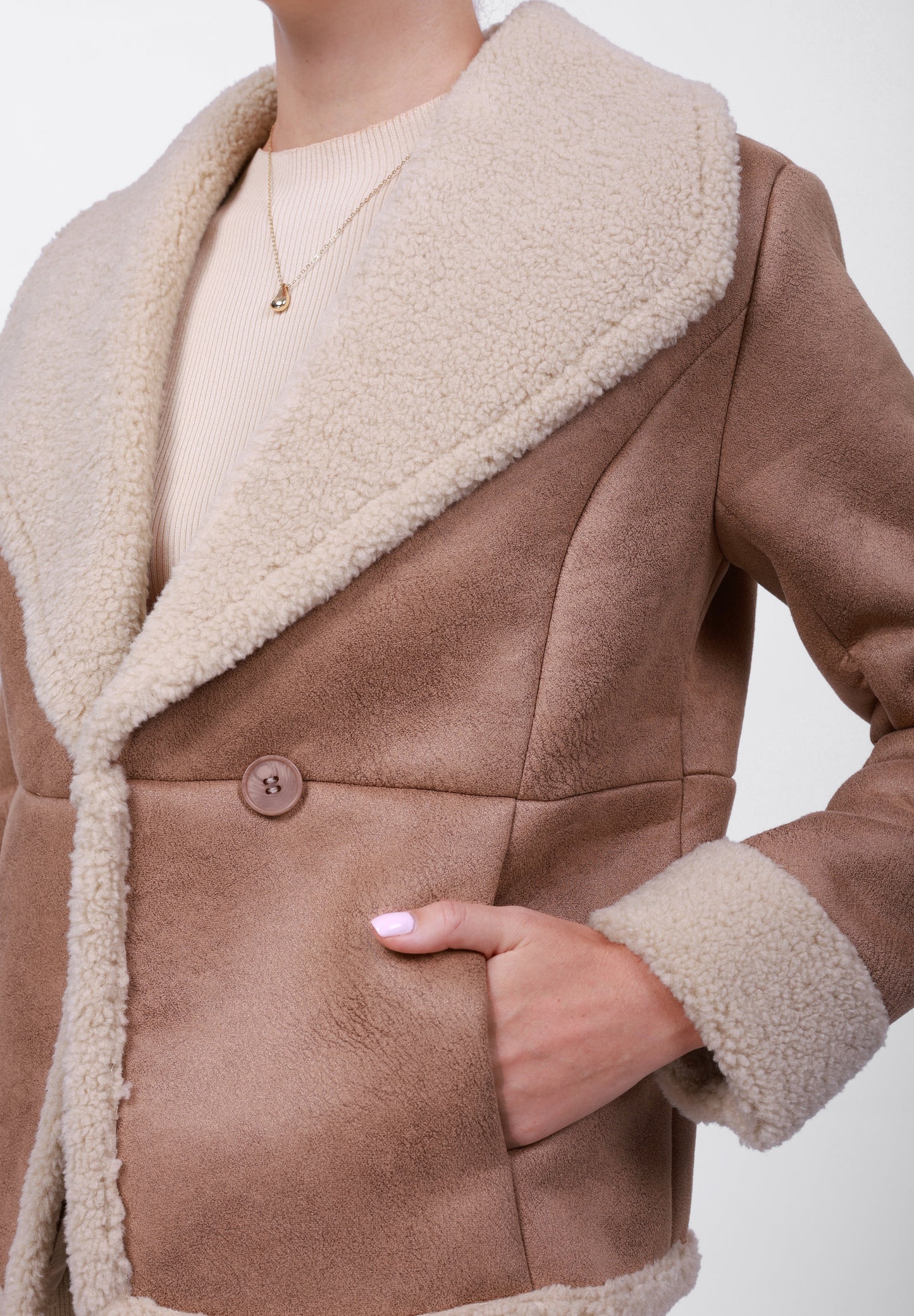 Anna Field FLEECE BLAZER - Winter Jacket - Khaki/stone