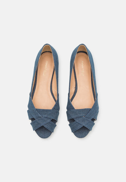 Anna Field Peeptoe Ballet Pumps - Blue