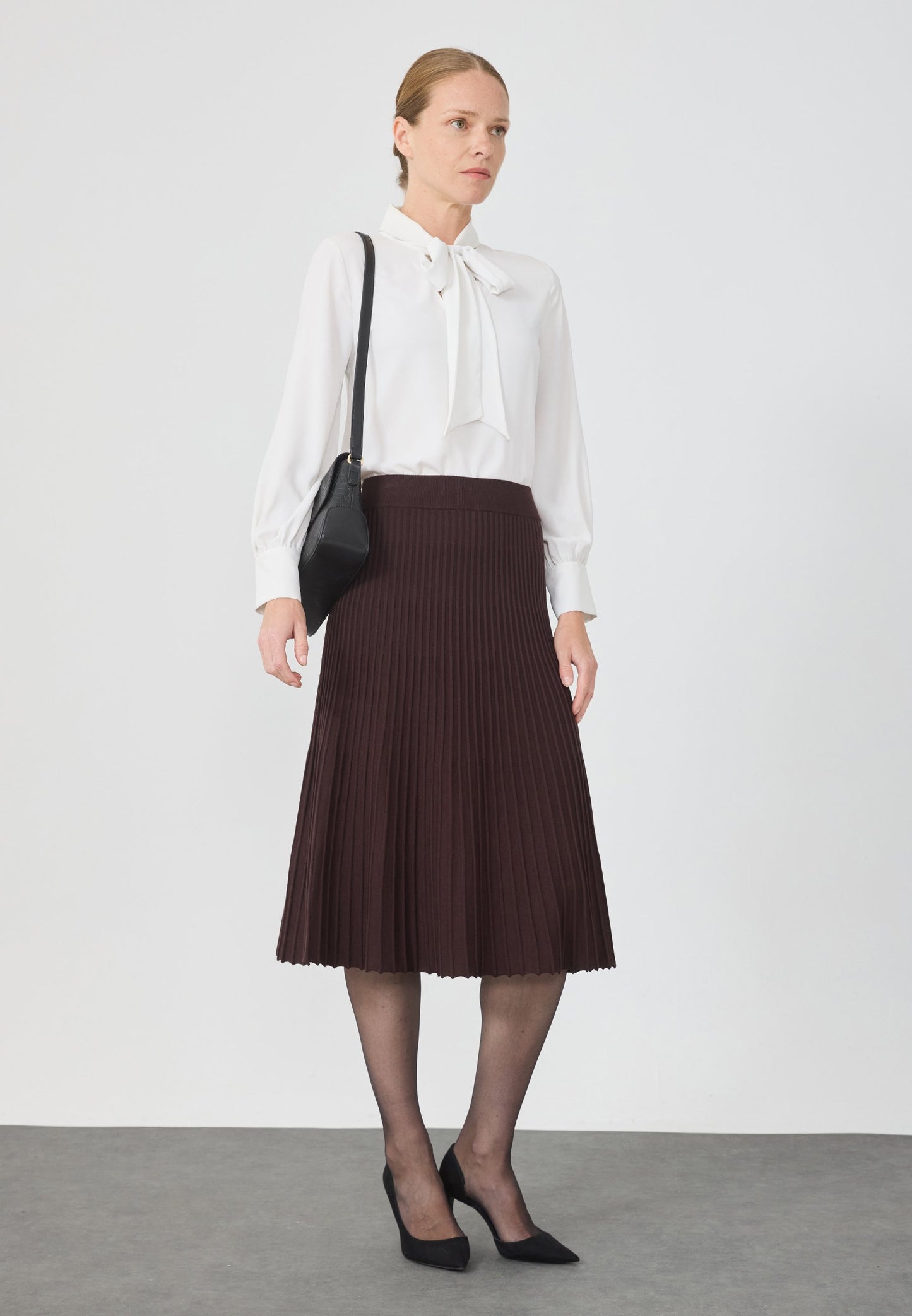 Anna Field KNITTED PLISSE - Pleated Skirt - Shaved Chochlate