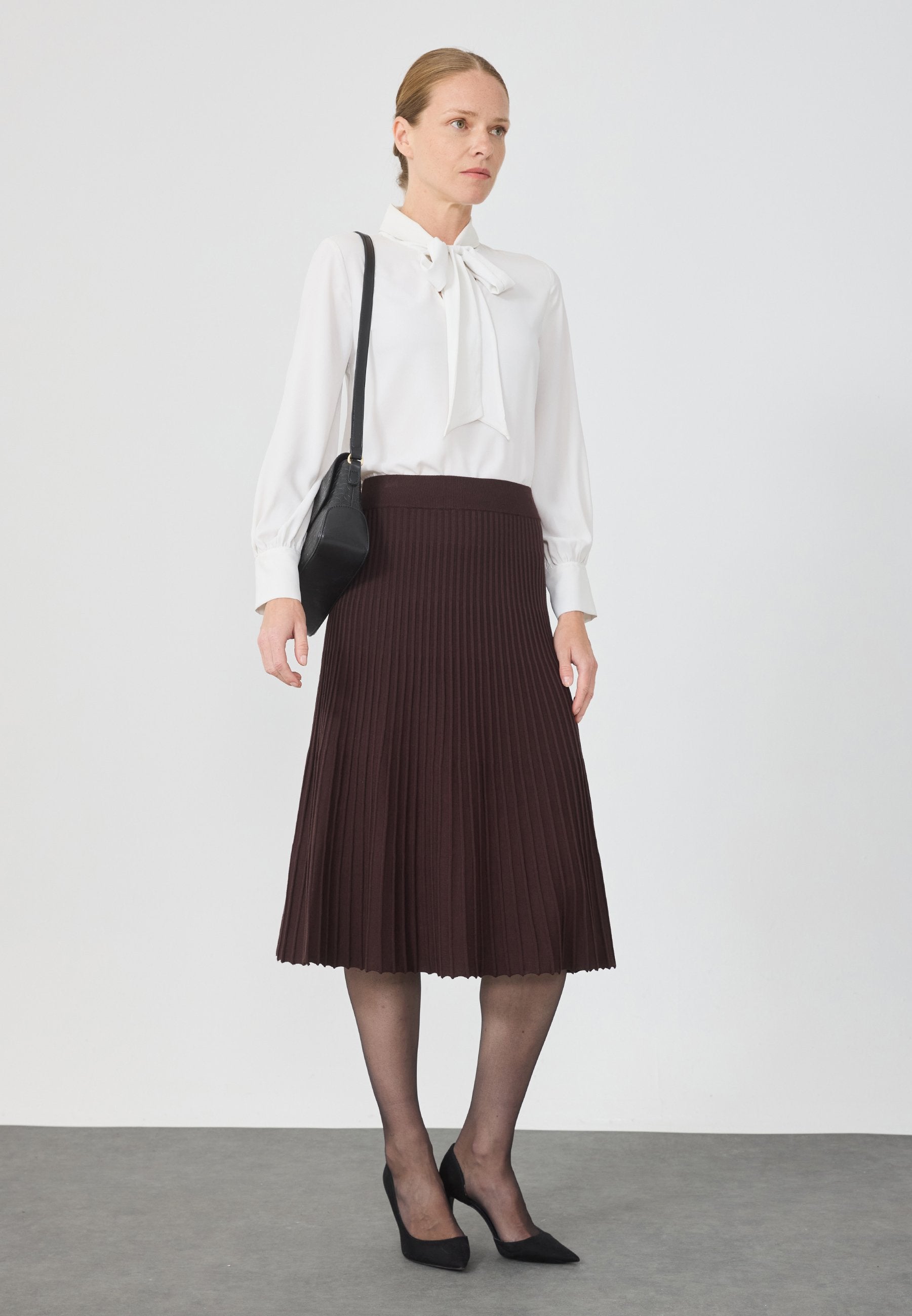 Anna Field KNITTED PLISSE - Pleated Skirt - Shaved Chochlate