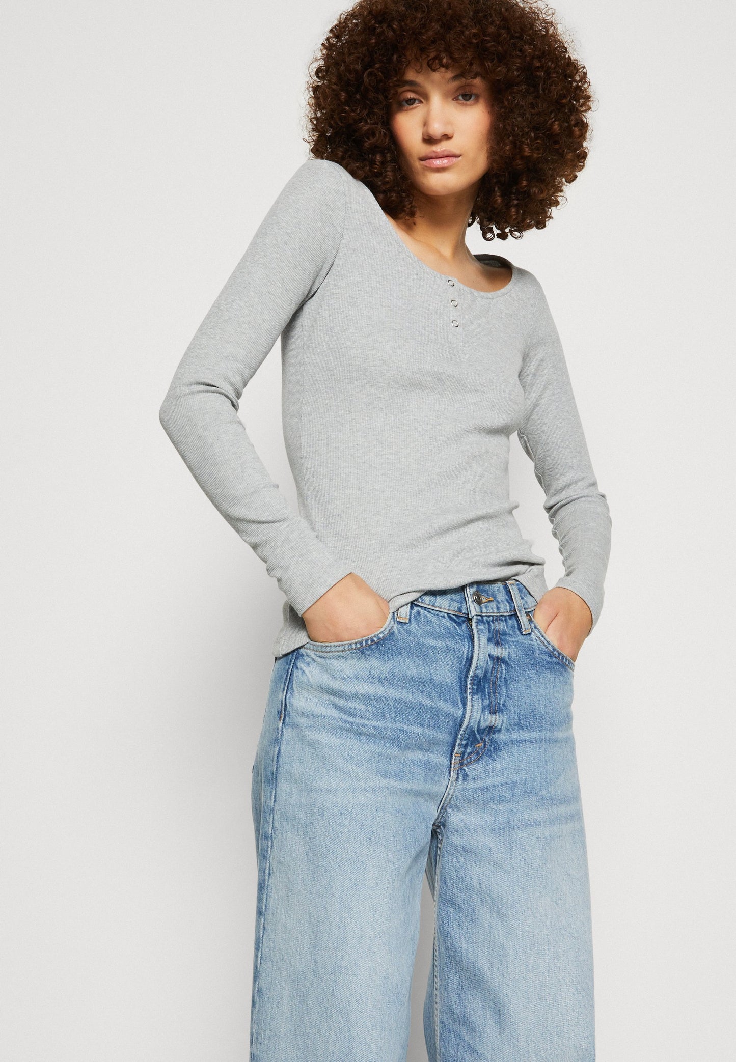 Anna Field Long Sleeved Top - Mottled Grey