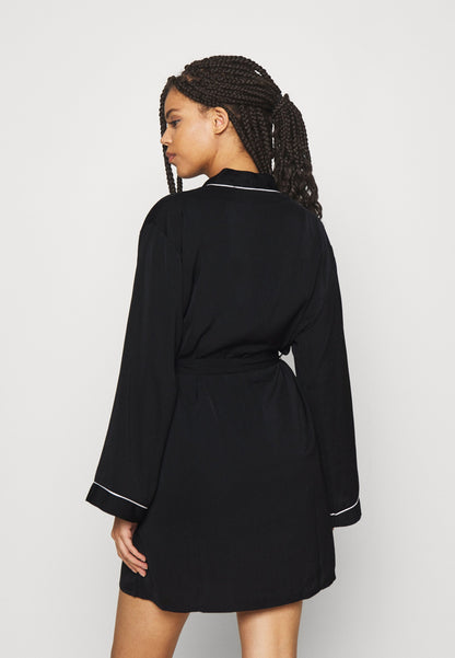 Anna Field Amanda Satin Dressing Gown - Dressing Gown - Black