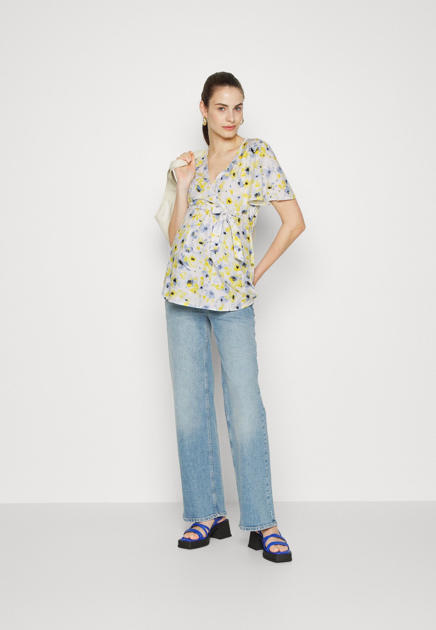  Blouse - White/Light Blue