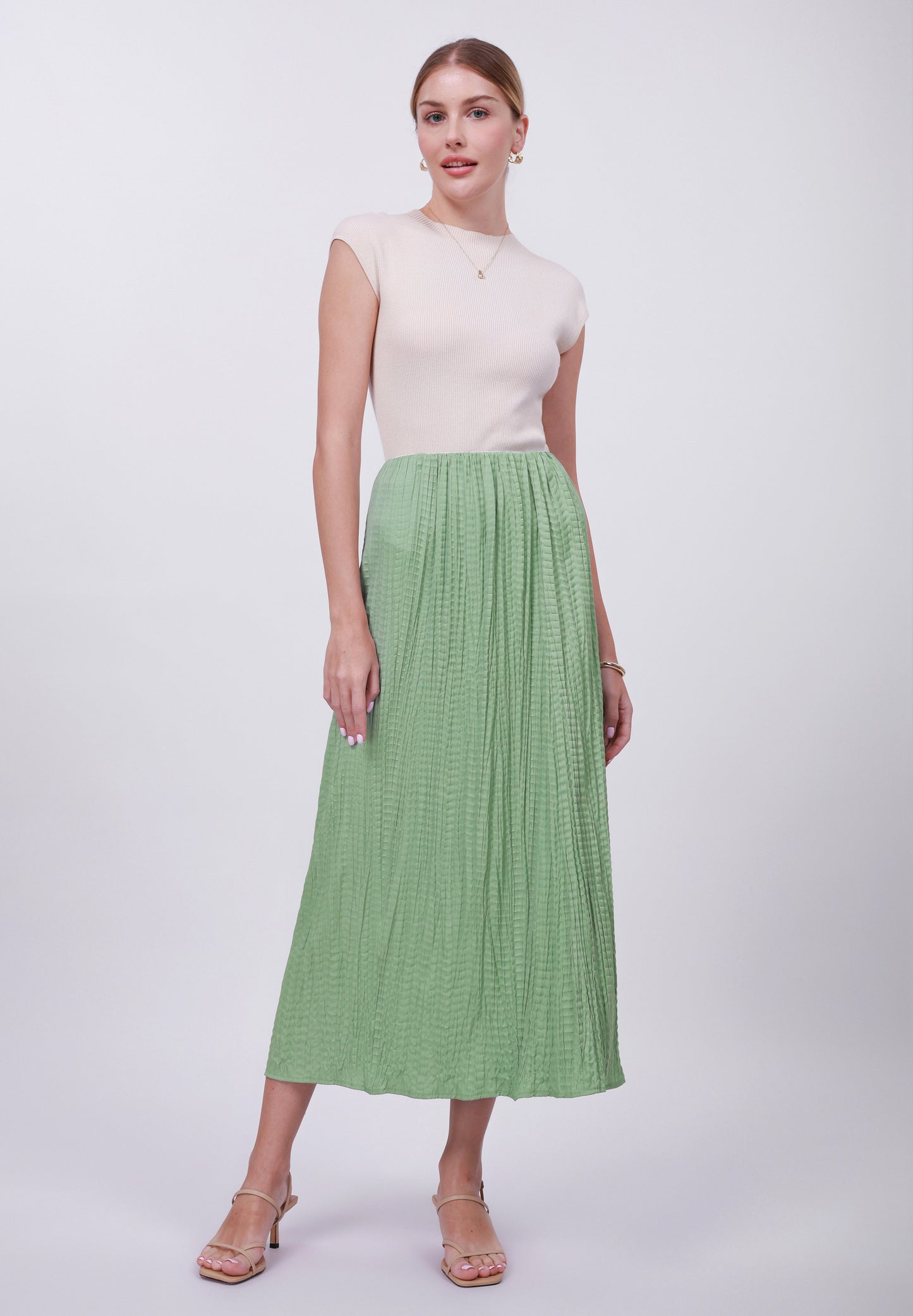 Anna Field Pleated Skirt - Green