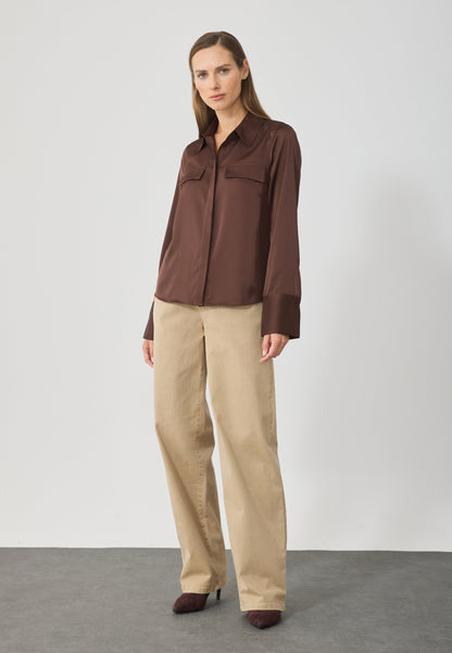 Anna Field Button-down Blouse - Shaved Chocloate