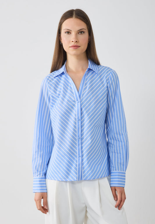 Anna Field Button-down Blouse - Blue/white
