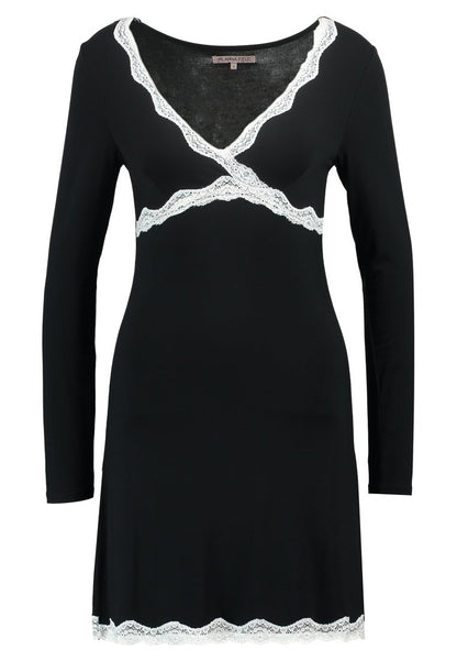 Anna Field Heidi Long Sleeves Viscose Nightdress - Nightie - Black