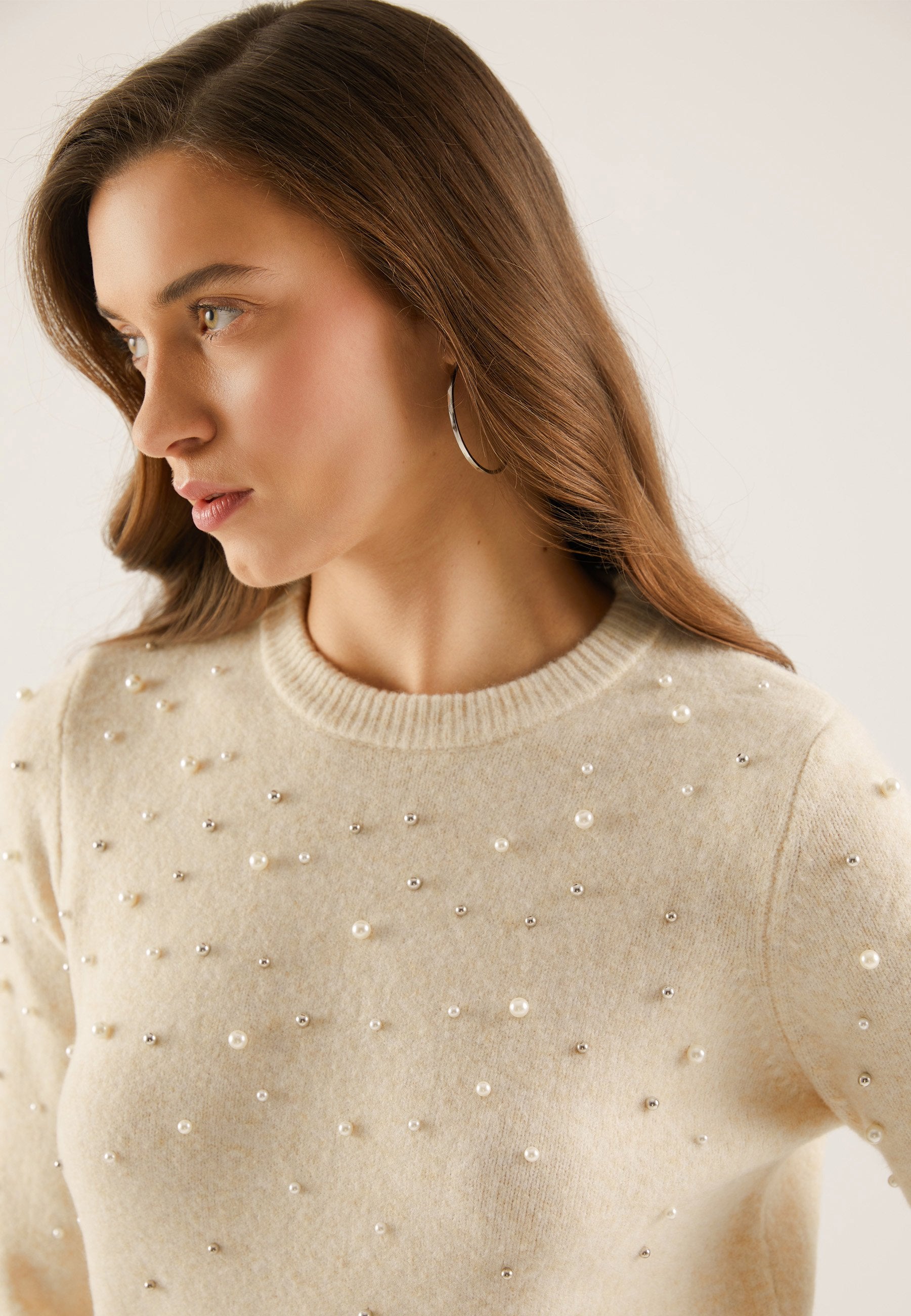 Anna Field Jumper Dress - Mottled Beige/silver