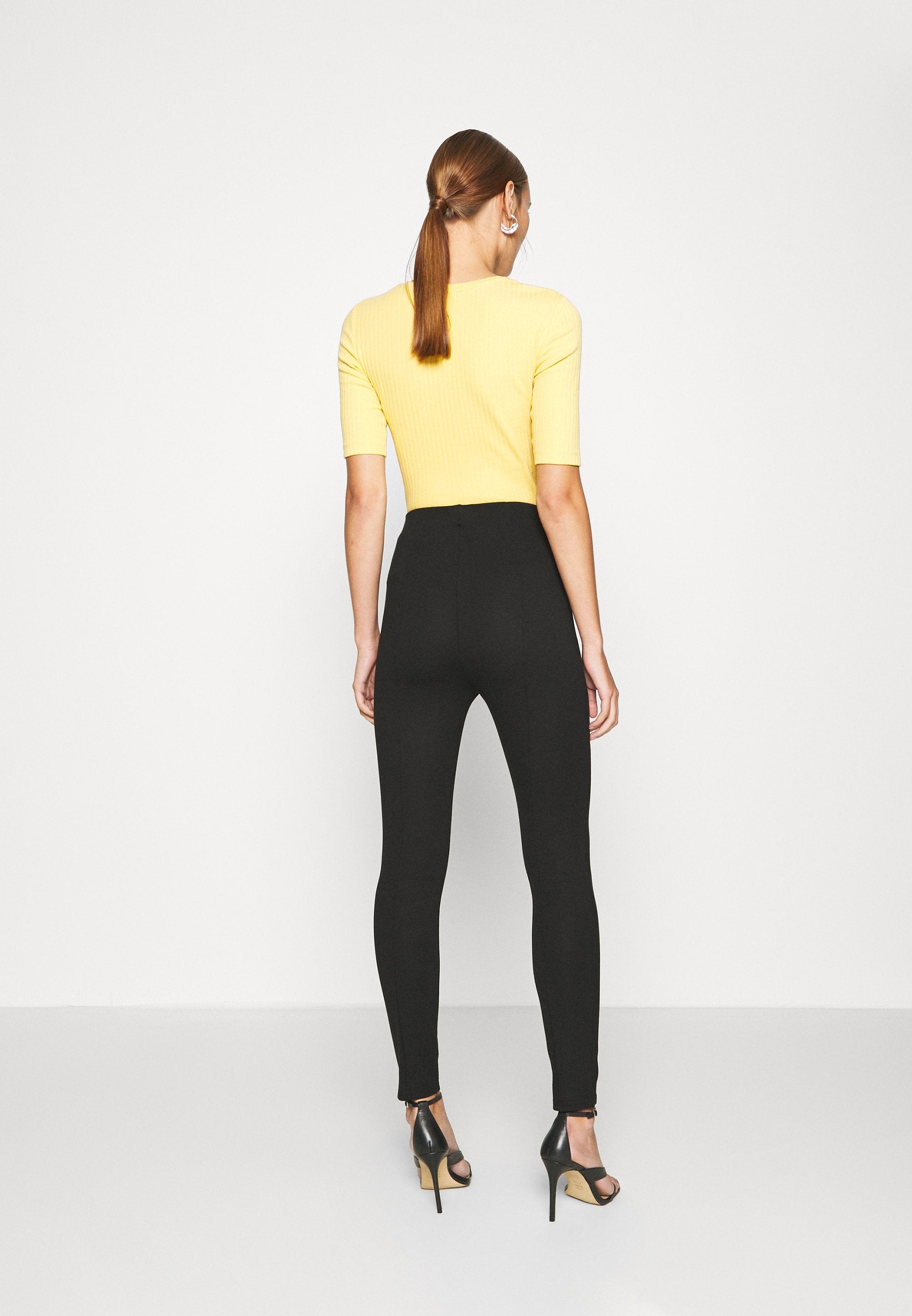 Anna Field Punto Leggings With Button Detail - Leggings - Trousers - Black