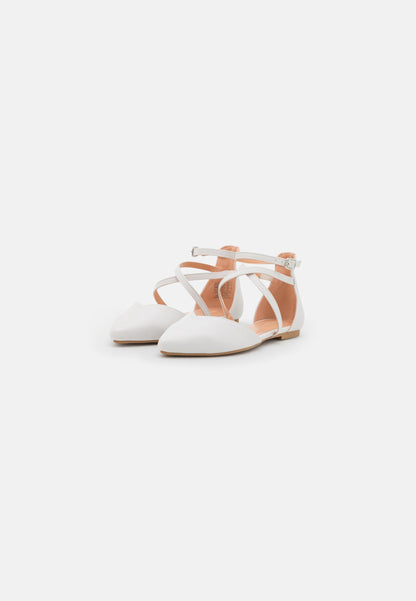 Anna Field Ankle Strap Ballet Pumps - White